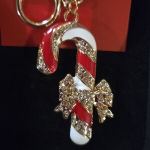 Festive Candy Cane Keychain/Bag Charm NWT